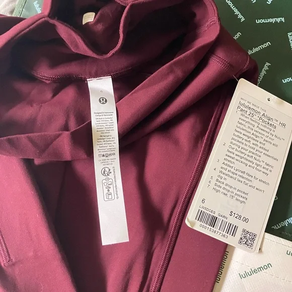 NWT Lululemon Align High-Rise Pant 25" *Pockets, Sz 6, GARNET - Picture 3 of 3